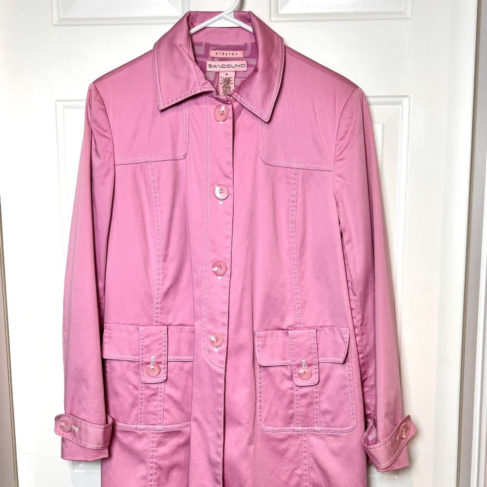 Bandolino Y2K Pink Trench Coat EUC Lined Lightweight Size 6